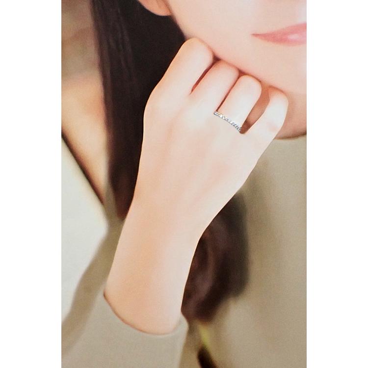 ダイヤモンド リング K18ホワイトゴールド ハーフエタニティ 一文字  