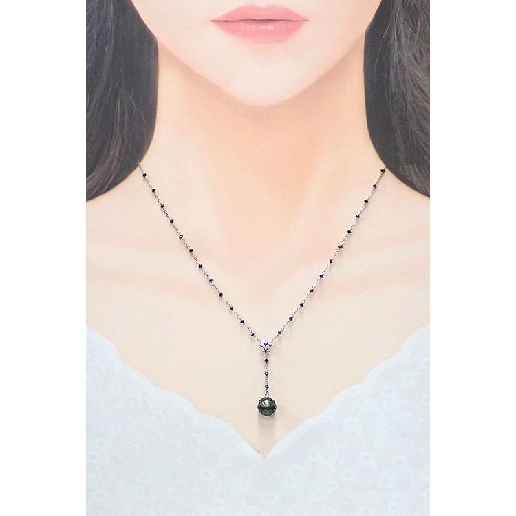 キャスミン CASMINE 淡水真珠 ネックレス ブラックダイヤモンド