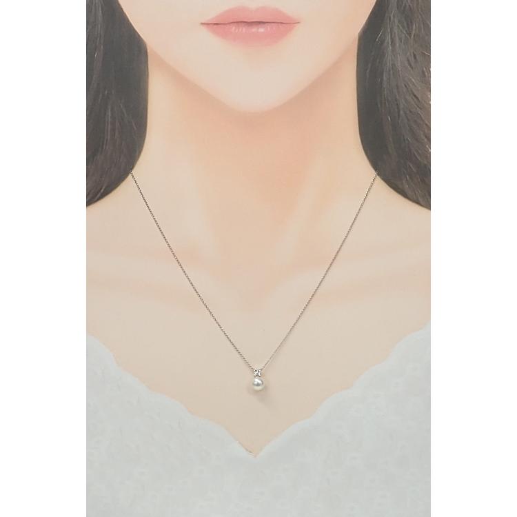 タサキ 田崎真珠 アコヤ真珠 ネックレス ダイヤモンド K18WG TASAKI