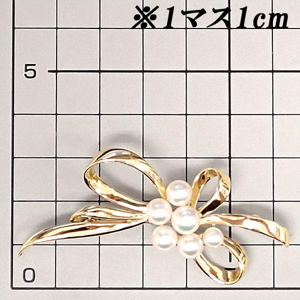 ミキモト ゴールドリボンパールブローチk18 MIKIMOTO（ミキモト） アコヤ真珠 ブローチ K18イエローゴールド