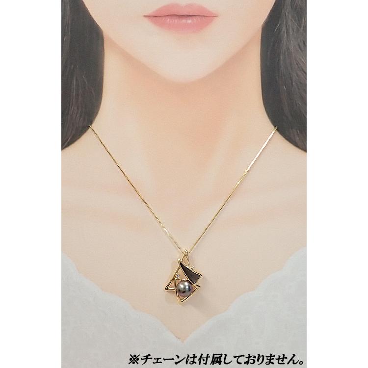 タサキ 田崎真珠 黒蝶真珠 南洋真珠 ペンダントトップ ダイヤモンド  