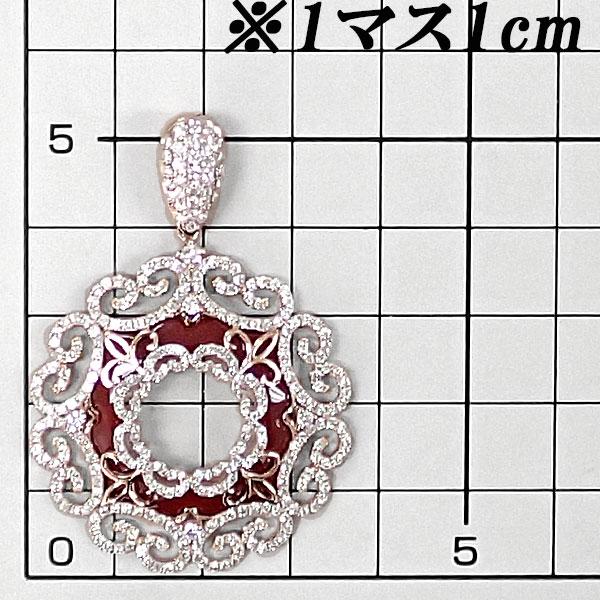 ダイヤモンド ペンダントトップ アゲート K18ピンクゴールド 透かし 