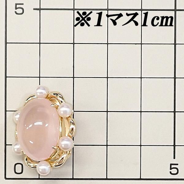 タサキ 田崎真珠 ローズクォーツ イヤリング アコヤ真珠 K18イエロー