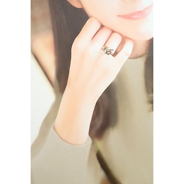 タサキ 田崎真珠 アコヤ真珠 リング ダイヤモンド シェル K18イエロー 