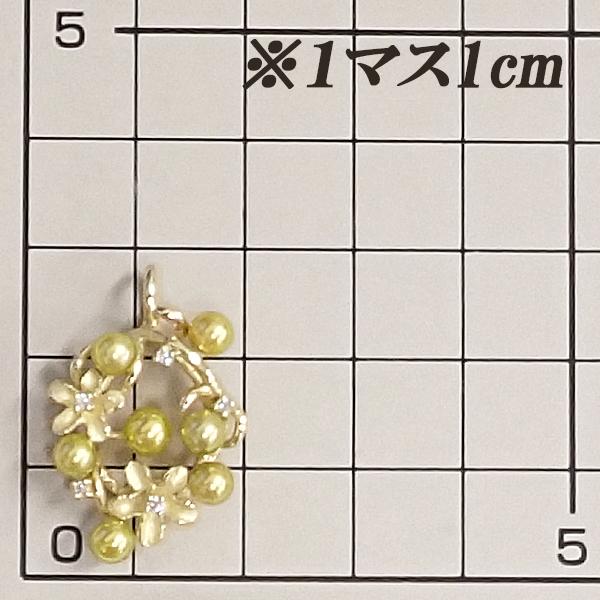 アコヤ真珠 ペンダントトップ ダイヤモンド K18YG フラワー 植物
