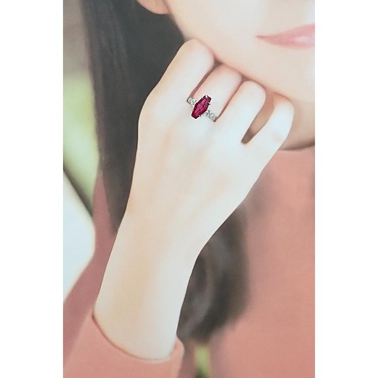 ルビー リング ダイヤモンド Pt900 合成石 送料無料 中古 宝正 901514  