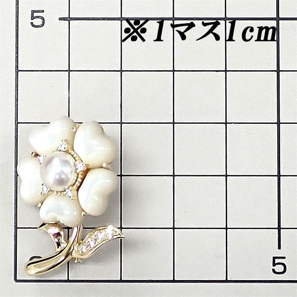 MIKIMOTO（ミキモト） アコヤ真珠 ブローチ ダイヤモンド シェル K18YG