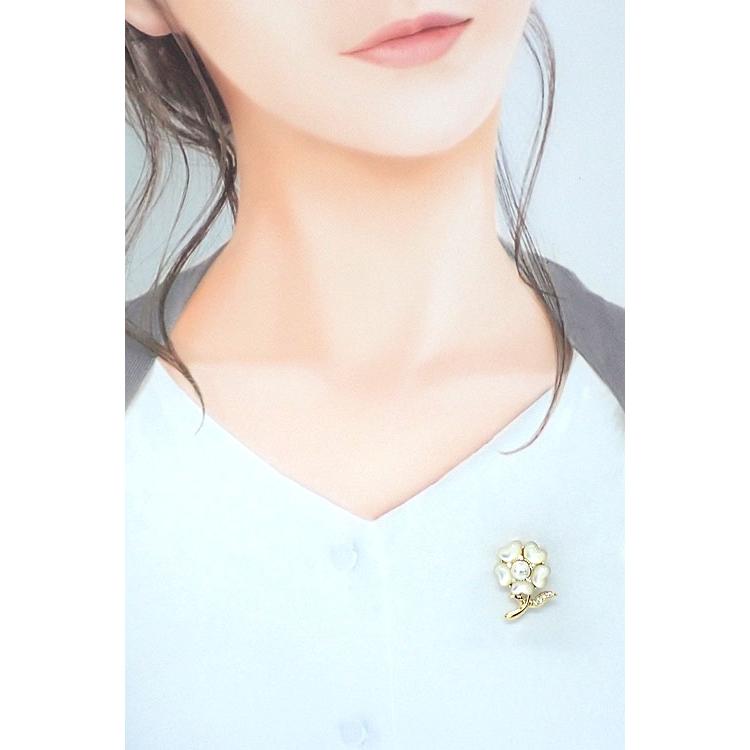 MIKIMOTO（ミキモト） アコヤ真珠 ブローチ ダイヤモンド シェル K18YG