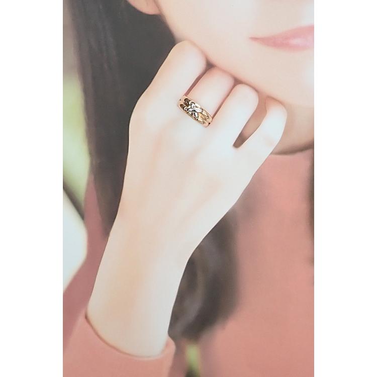 VENDOME ヴァンドーム青山 K18PG Pt900 AOYAMA クロス 重ね付け風 幅広  