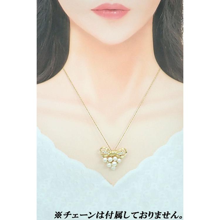 MIKIMOTO K18ダイヤモンド あこや真珠トップ MIKIMOTO（ミキモト） アコヤ真珠 ダイヤモンド K18イエローゴールド