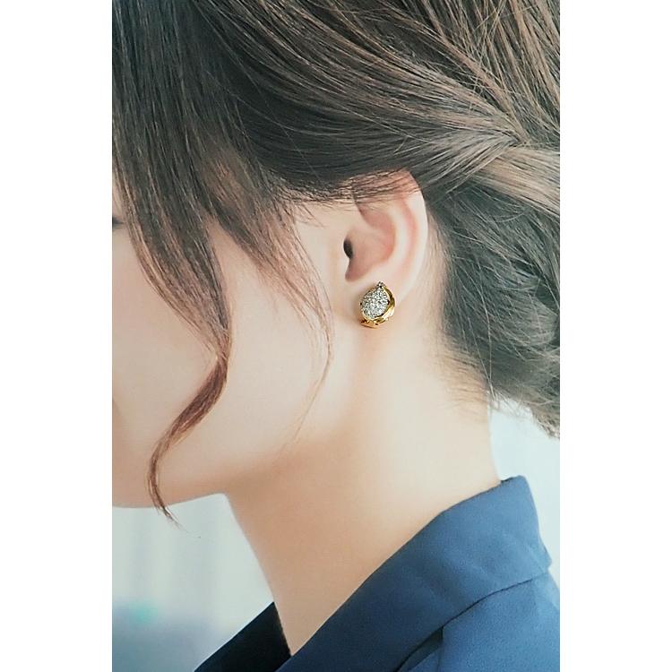 ダイヤモンド ピアス K18YG WG イヤリング ドロップ 雫 しずく 涙 なみ