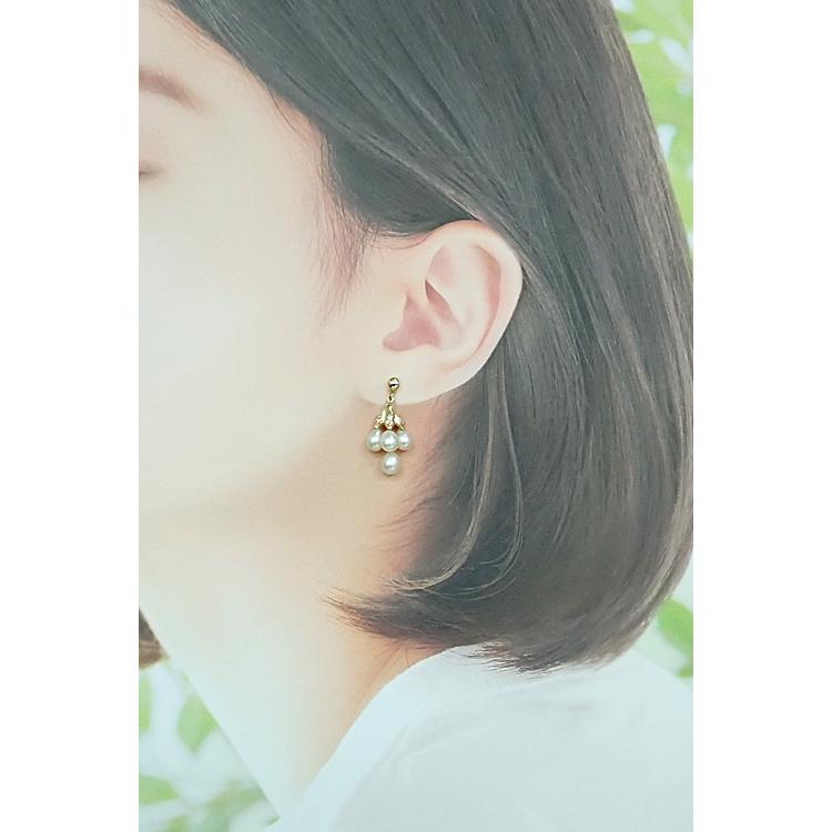 MIKIMOTO（ミキモト） 淡水真珠 イヤリング ダイヤモンド K18イエロー 