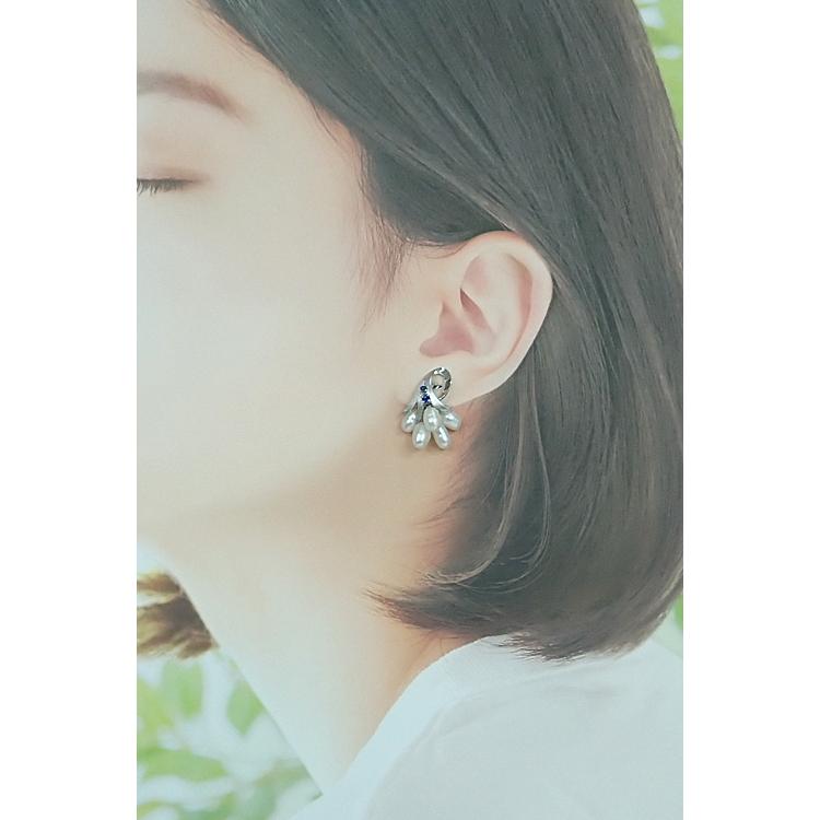 タサキ 田崎真珠 淡水真珠 イヤリング サファイア K14WG TASAKI 葉  
