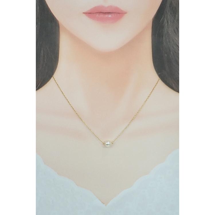 【極美品】 MIKIMOTO 一粒 あこや真珠 パール ネックレス リーフ MIKIMOTO（ミキモト） アコヤ真珠 ネックレス K18イエローゴールド 一