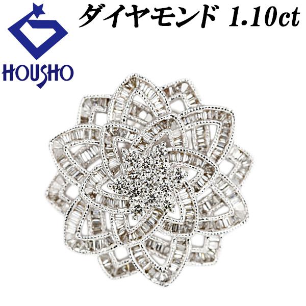 ダイヤモンド ブローチ ホワイトゴールド ピンブローチ 花 フラワー 植物