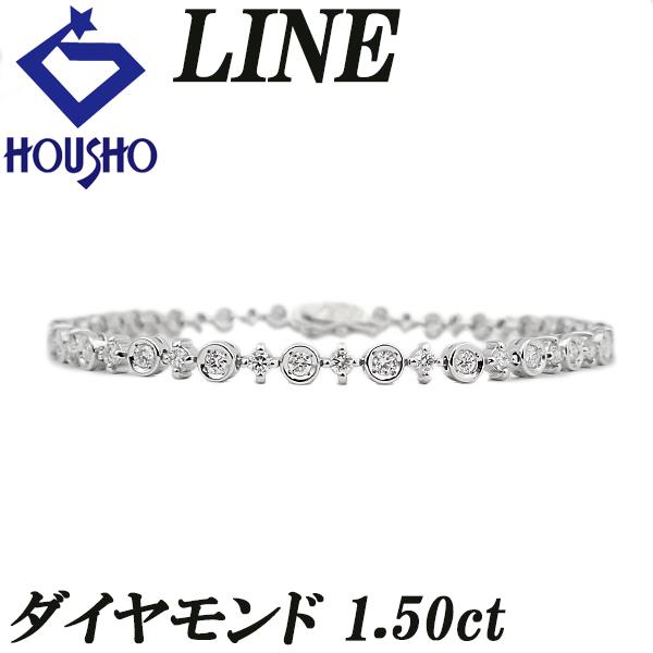【ライン】 デビアス ダイヤモンド ブレスレット ホワイトゴールド