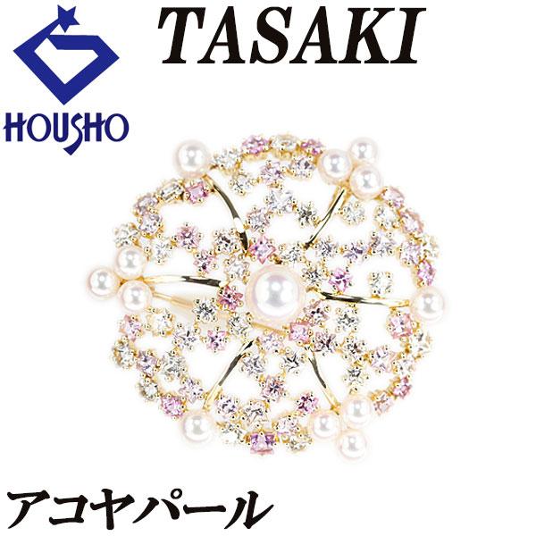 【タサキ 田崎真珠】 アコヤ真珠 ブローチ サファイア イエローゴールド