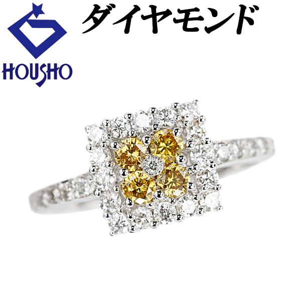 イエローダイヤモンド リング ダイヤモンド ホワイトゴールド ファンシーカラー