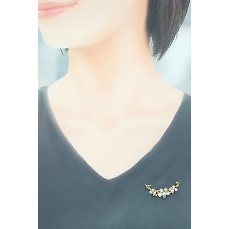 ミキモト 淡水真珠 ブローチ K18イエローゴールド MIKIMOTO 葉 リーフ 植物 ボタニカル マット ツヤ消し 中古 宝正 905553 MIKIMOTO（ミキモト） 淡水真珠 ブローチ K18イエローゴールド 葉