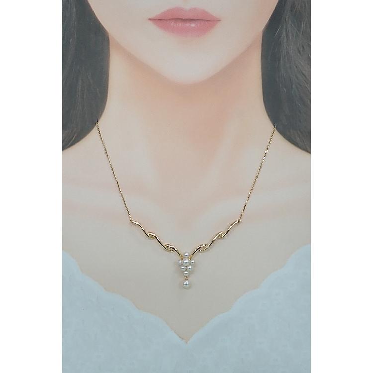 タサキ 田崎真珠 アコヤ真珠 ネックレス K18イエローゴールド TASAKI V