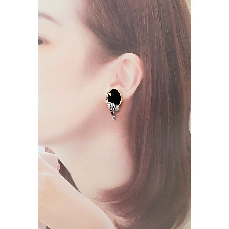 AsTime 石川暢子 ヘマタイト サファイア ダイヤモンド 葡萄 ピアス 石川暢子 オニキス イヤリング サファイア ダイヤモンド K18YG Pt900