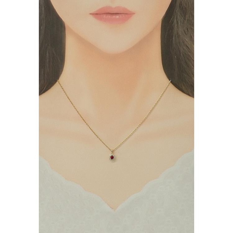 和光 ルビー ネックレス ダイヤモンド K18イエローゴールド 送料無料