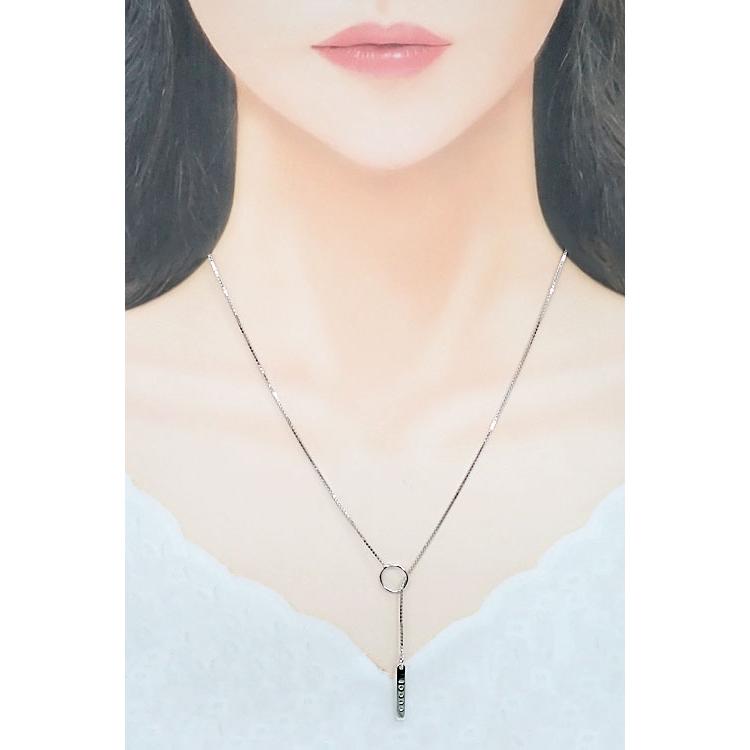 GUCCI（グッチ） ネックレス K18ホワイトゴールド ラリアット ロゴ 