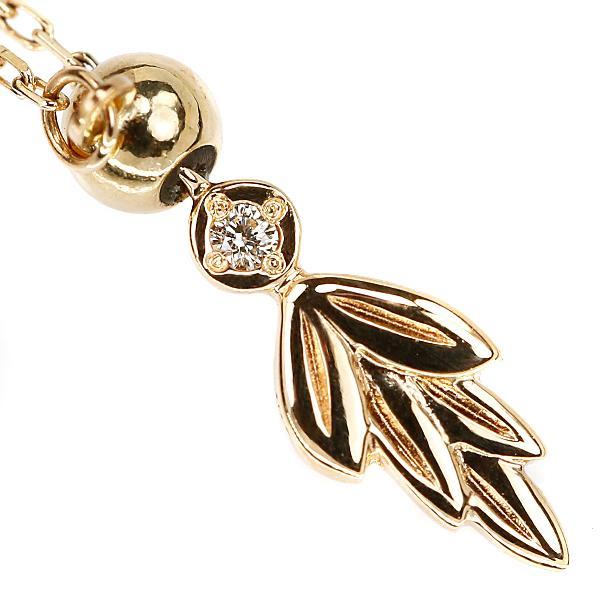 agete（アガット） ダイヤモンド ネックレス 0.008ct K10YG 葉っぱ