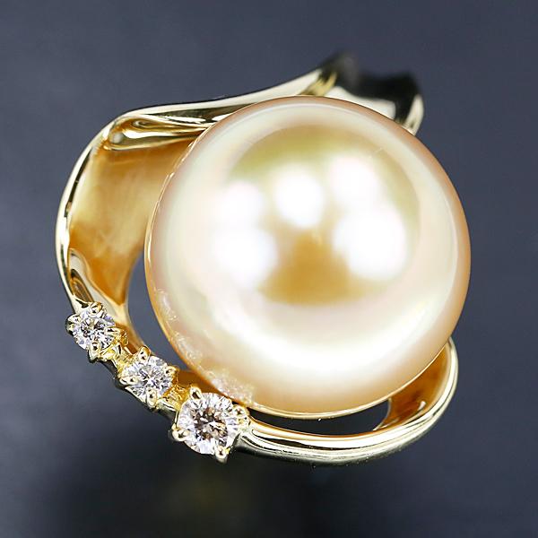 年末大感謝祭【最大43%OFF】三越 白蝶ゴールデンパール リング 15.2mm 