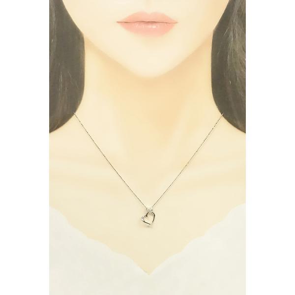 ダイヤモンド ネックレス 0.06ct K18WG ハート ダイアモンド 送料無料 