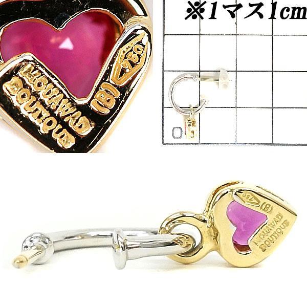 モワード ルビー フープピアス K18YG WG ハート 揺れる 一粒石 MOUAWAD 
