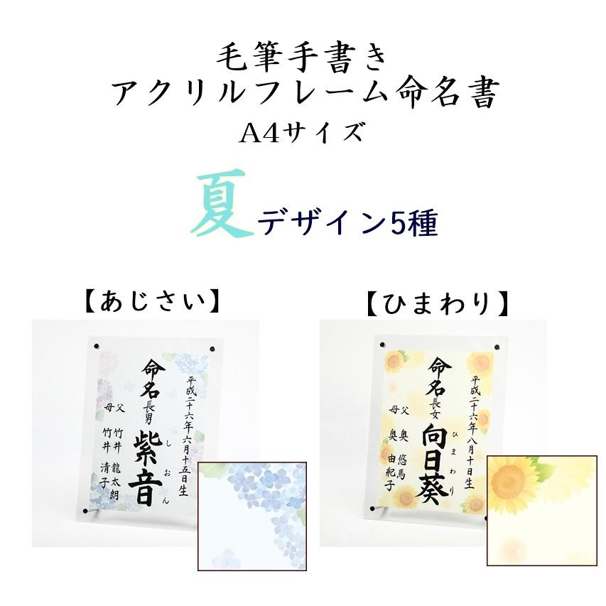 Outlet Sale 命名書 毛筆手書き 夏デザイン アクリルフレーム命名書 代書無料 命名紙 サイズ 出産祝い ベビーギフト Wantannas Go Id