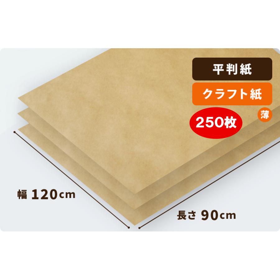 【平判】両更クラフト紙 50g/平米 1200×900mm 250枚入 [送料無料] SKRH5012090A包装紙ドットコム 通販