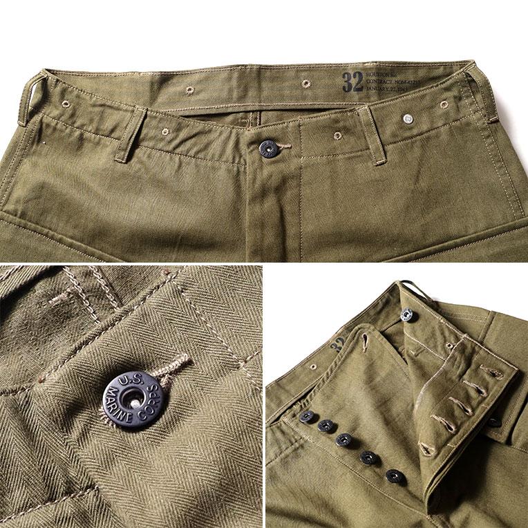 HOUSTON / ヒューストン 10036 USMC HBT MONKEY SHORTS / ヘリンボーンツイルモンキーショーツ -全3色-｜houston-1972｜11