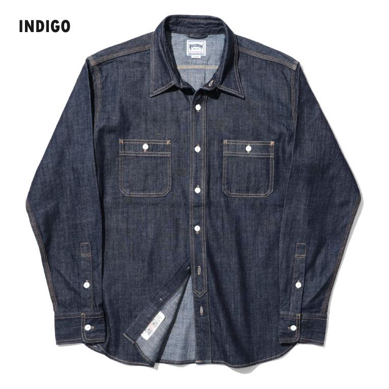 HOUSTON / ヒューストン 40511 USA COTTON DENIM WORK SHIRT / USAコットンデニムワークシャツ -全3色-｜houston-1972｜05