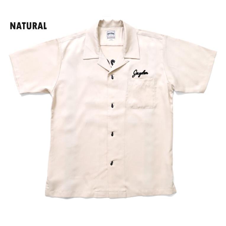  jf521 新品 HOUSTON チェーン刺繍 テンセル素材 半袖 ボーリングシャツ 40932 メンズ ヒューストン S S BOWLING SHIRT ボウリングシャツ ワークシャツ アメカジ 