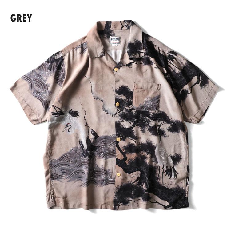 HOUSTON / ヒューストン 41185×伊藤若冲 ALOHA  SHIRT (白鶴図) / アロハシャツ -全2色-の画像
