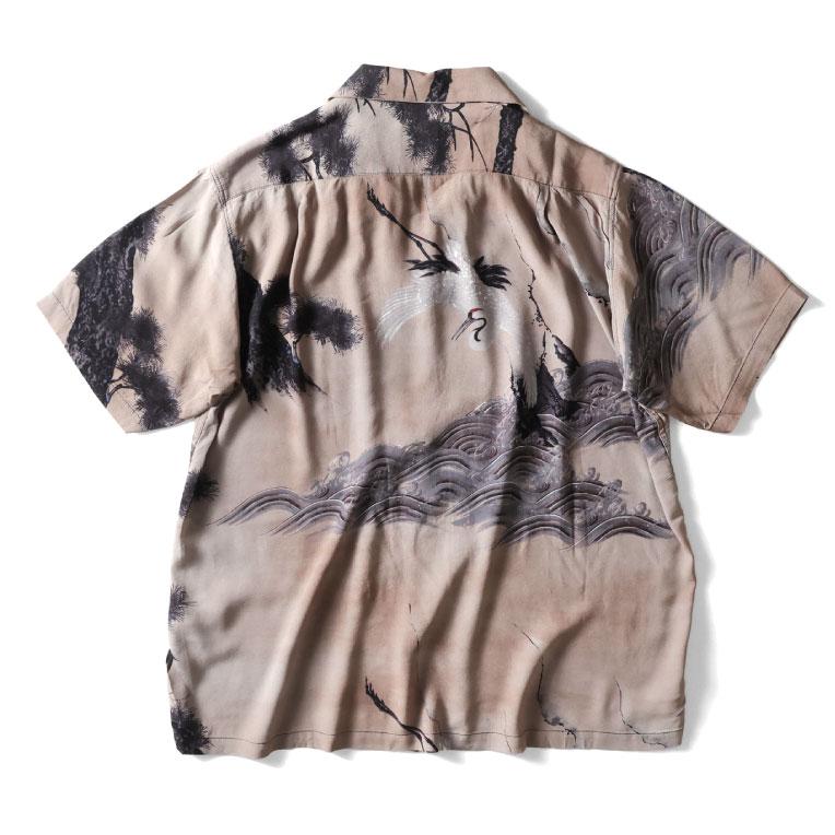 HOUSTON / ヒューストン 41185×伊藤若冲 ALOHA  SHIRT (白鶴図) / アロハシャツ -全2色-の画像