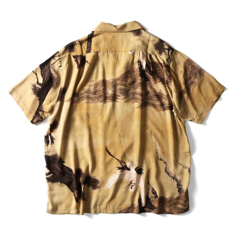 HOUSTON / ヒューストン 41185×伊藤若冲 ALOHA  SHIRT (白鶴図) / アロハシャツ -全2色-の画像