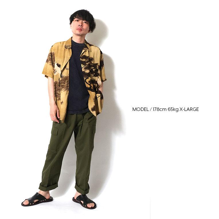 HOUSTON / ヒューストン 41185×伊藤若冲 ALOHA  SHIRT (白鶴図) / アロハシャツ -全2色-の画像