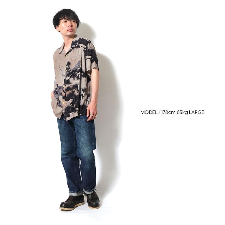 HOUSTON / ヒューストン 41185×伊藤若冲 ALOHA  SHIRT (白鶴図) / アロハシャツ -全2色-の画像