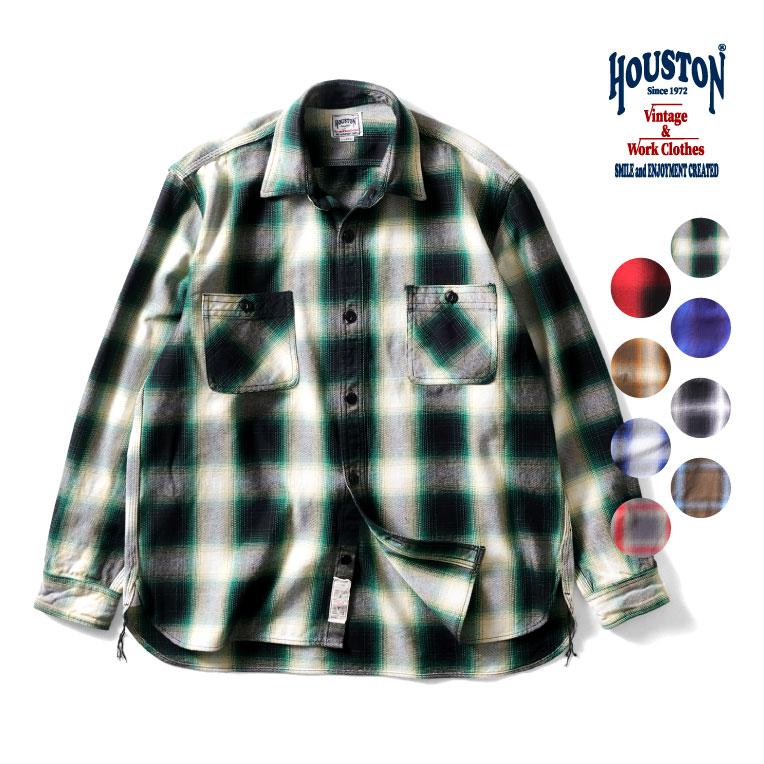 HOUSTON /ヒューストン　オンブレ開襟シャツM HOUSTON（ヒューストン） 41252 OMBRE CHECK VIYELLA SHIRT / オン