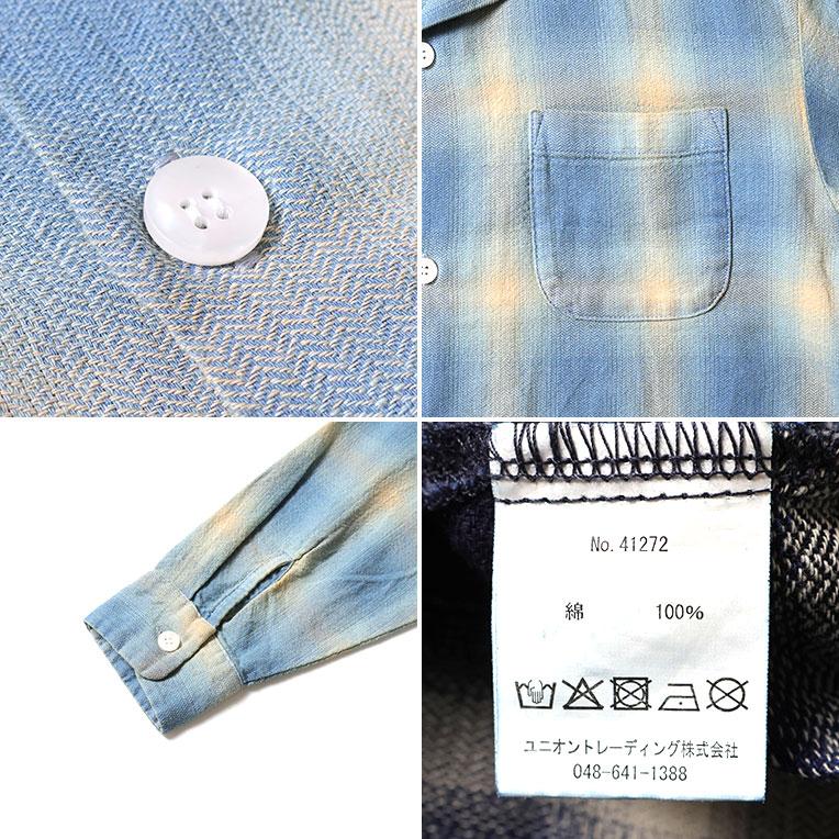 【inokana様】専用・青/緑、各360g HOUSTON / ヒューストン 41272 INDIGO HB OMBRE CHECK L/S SHIRT