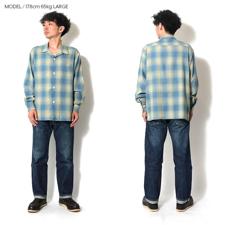 HOUSTON（ヒューストン） 41272 INDIGO HB OMBRE CHECK L/S SHIRT