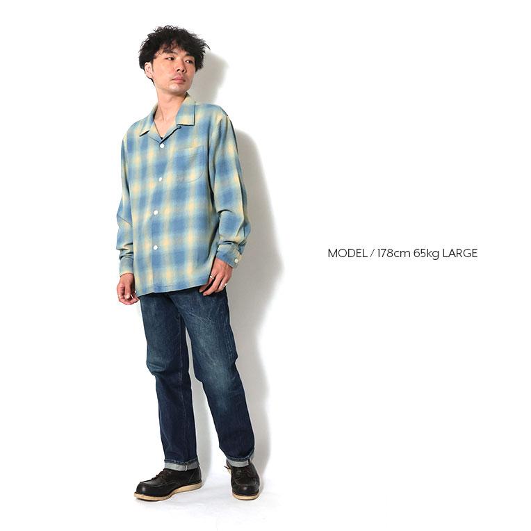 HOUSTON（ヒューストン） 41272 INDIGO HB OMBRE CHECK L/S SHIRT