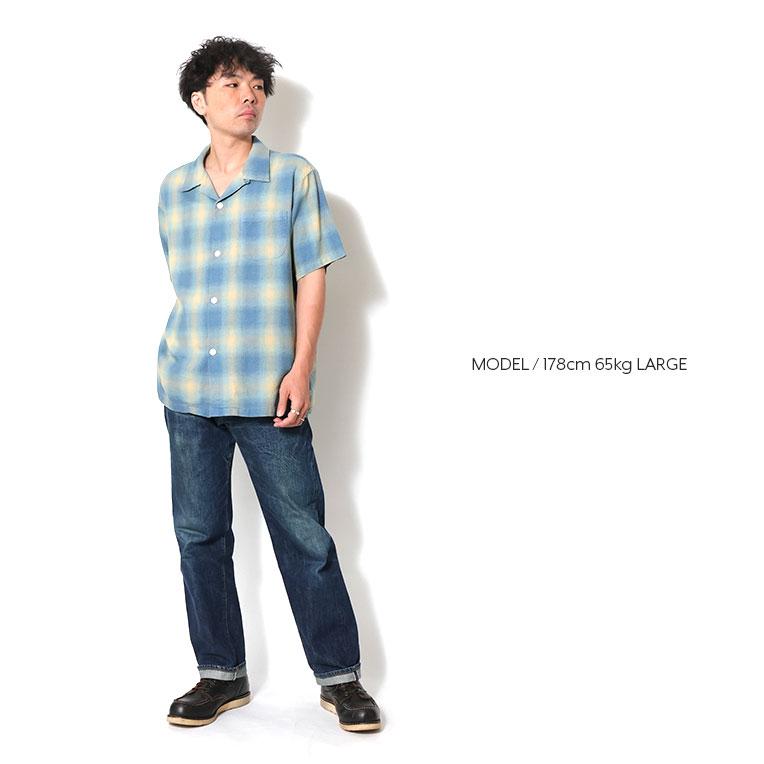 HOUSTON（ヒューストン） 41273 INDIGO HB OMBRE CHECK S/S SHIRT