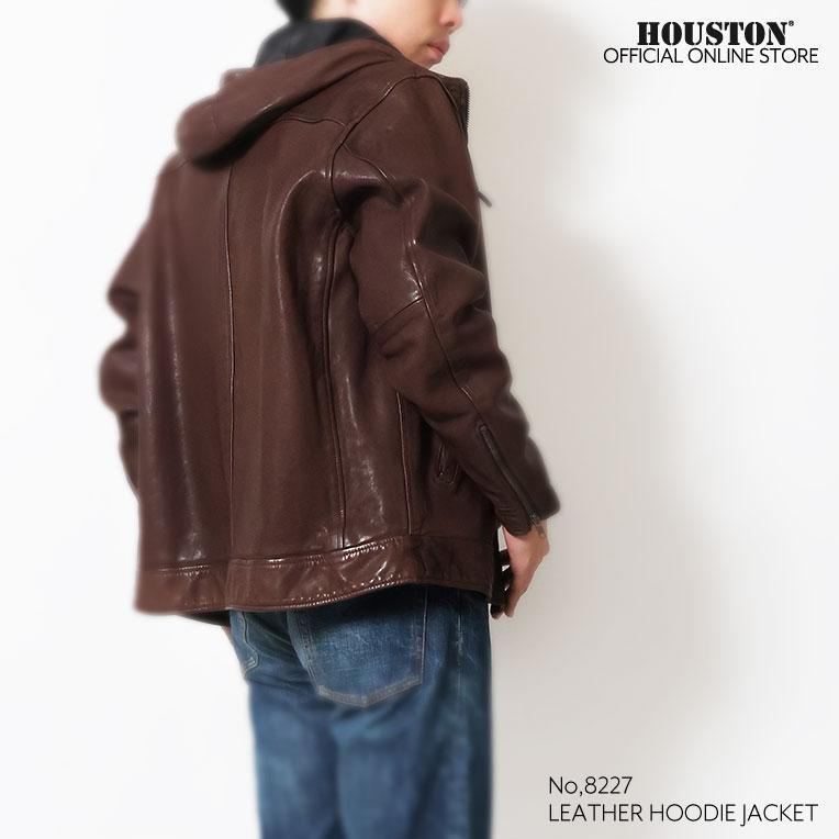 HOUSTON / ヒューストン 8227 LEATHER HOODIE JACKET / レザーフードジャケット -全2色-の画像