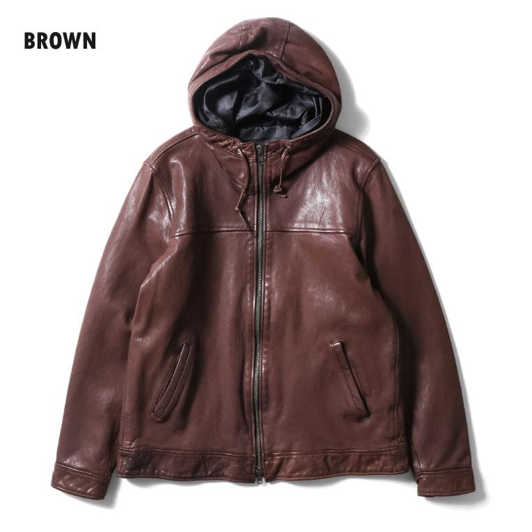 HOUSTON / ヒューストン 8227 LEATHER HOODIE JACKET / レザーフードジャケット -全2色-の画像