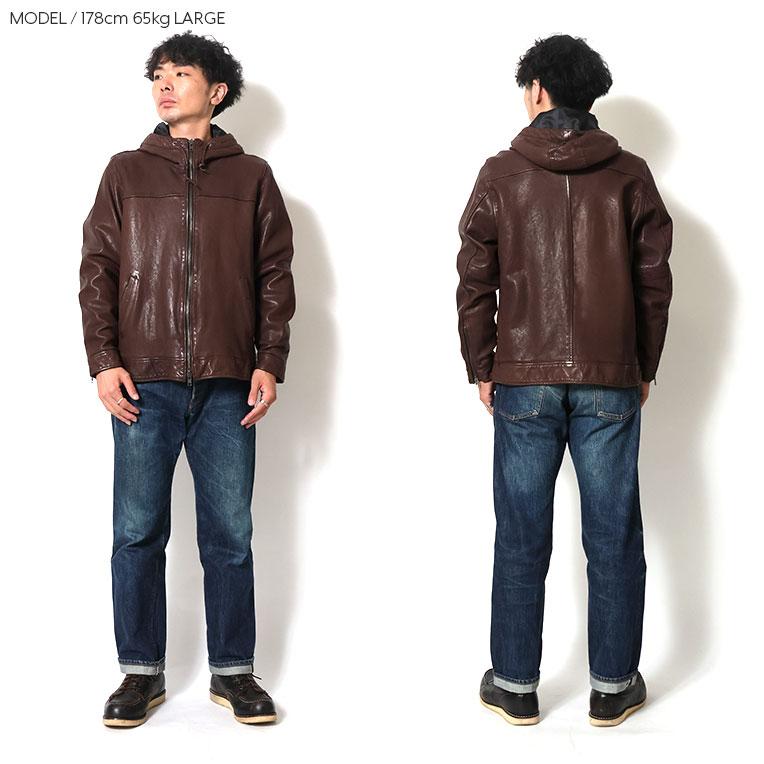 HOUSTON / ヒューストン 8227 LEATHER HOODIE JACKET / レザーフードジャケット -全2色-の画像