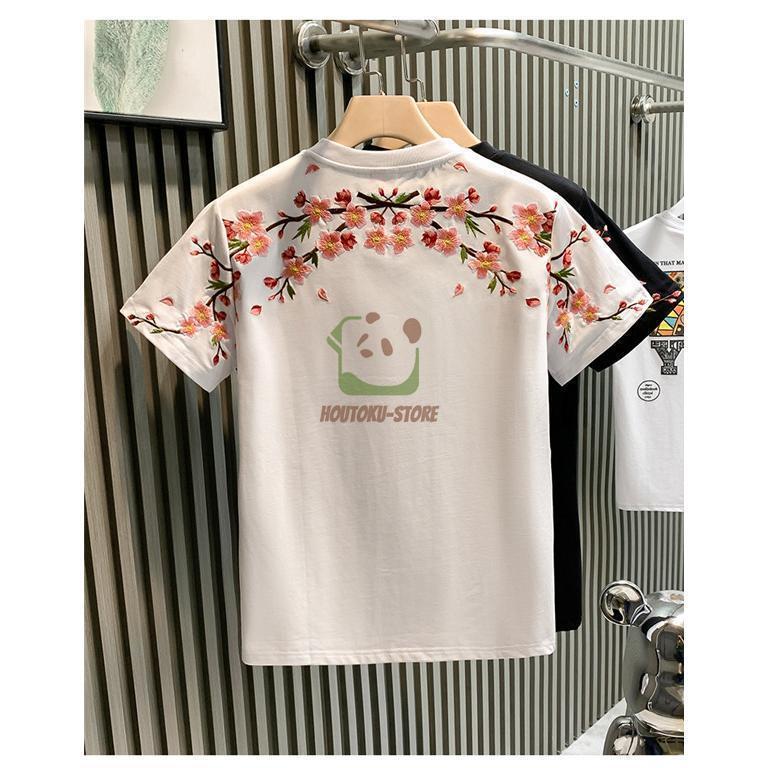 【即完売注意】ドルチェ&ガッバーナ Tシャツ半袖 花柄 高級 半袖Tシャツ 和柄刺繍 メンズ 刺繍 和柄 花柄 白 Tシャツ 黒T